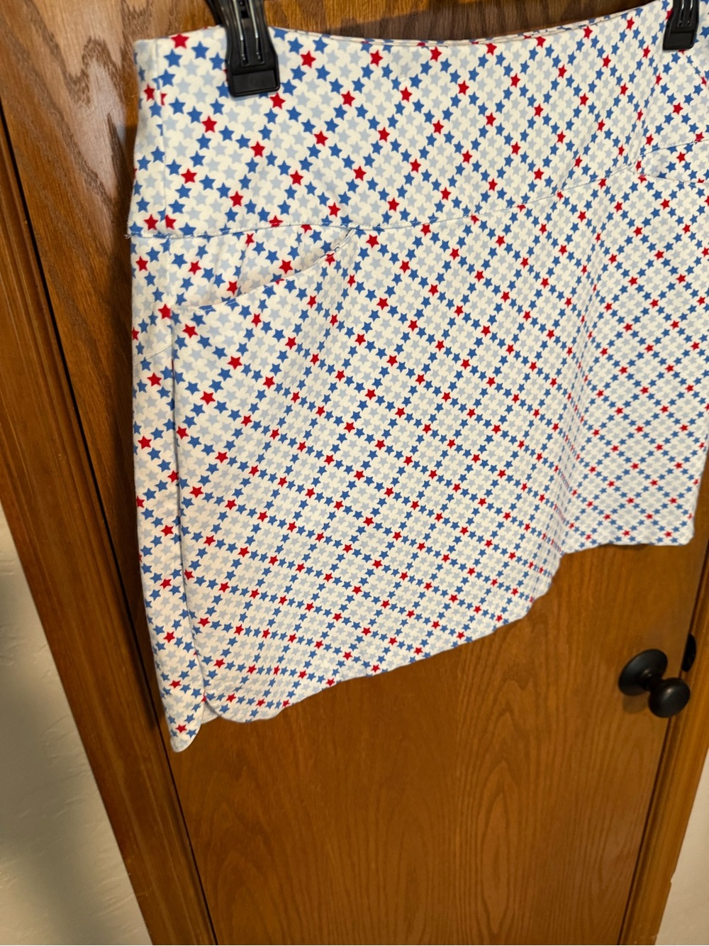 Lady Hagen White Mini Skort with Red and Blue Stars